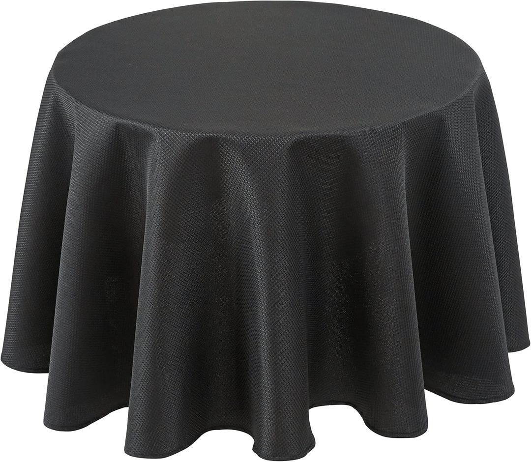 Biscaynebay Textured Fabric Round Tablecloths 70", Black Water Resistant Washable Table Cloth Circle Folding Table Covers for Dining, Kitchen, Wedding, Parties etc