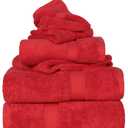 Superior Egyptian Cotton Pile 6 Piece Towel Set, Includes 2 Bath, 2 Hand, 2 Face Towels/Washcloths, Ultra Soft Luxury Towels, Thick Plush Essentials, Guest Bath, Spa, Hotel Bathroom, Red