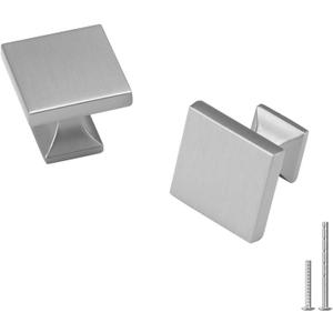 homdiy 10 Pack Cabinet Knobs Brushed Nickel Drawer Knobs - Square Cabinet Knobs for Dresser Drawers Silver MO6785SNB Kitchen Cabinet Knobs