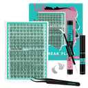 AMZGIRL Natural Lash Clusters Kit, DIY Lash Extension Kit with Full Tools | Beginner-friendly Lashes Clusters Kit for DIY at Home, with Waterproof Lash Bond&Seal, (Lavendy, 160Pcs-D Curl-Mix8-16mm)