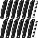Therwen 12 Pcs Barn Door Handle 5.8 Inch Cabinet Pulls Aluminum Alloy Kitchen Cabinet Handles Sliding Black Pulls for Cupboard Wardrobe Closet Shed Garage Barn Door with Screws(Black)
