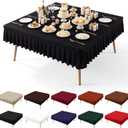 PARTISKY Black Spandex Square Tablecloths 60x60 Inch, Wrinkle Free Fitted Card Table Cloth Stretch Square Table Cover for Kitchen Dinner, Holiday Party, Wedding Banquet, Display Trade Show