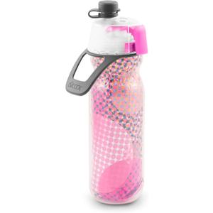 O2COOL Mist 'N Sip Misting Water Bottle 2-in-1 Mist And Sip Function With No Leak Pull Top Spout Reusable Sports Water Bottle - 20 oz (Retro Pink)