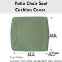 Patio Seat Cushion Covers,Washable Slip Covers Replacement,Waterproof Outdoor Furniture Chair Cushion Pillow Seat Cover for Couch,Garden,Sofa,Sage Green,24"24"4"(4 Covers Only)