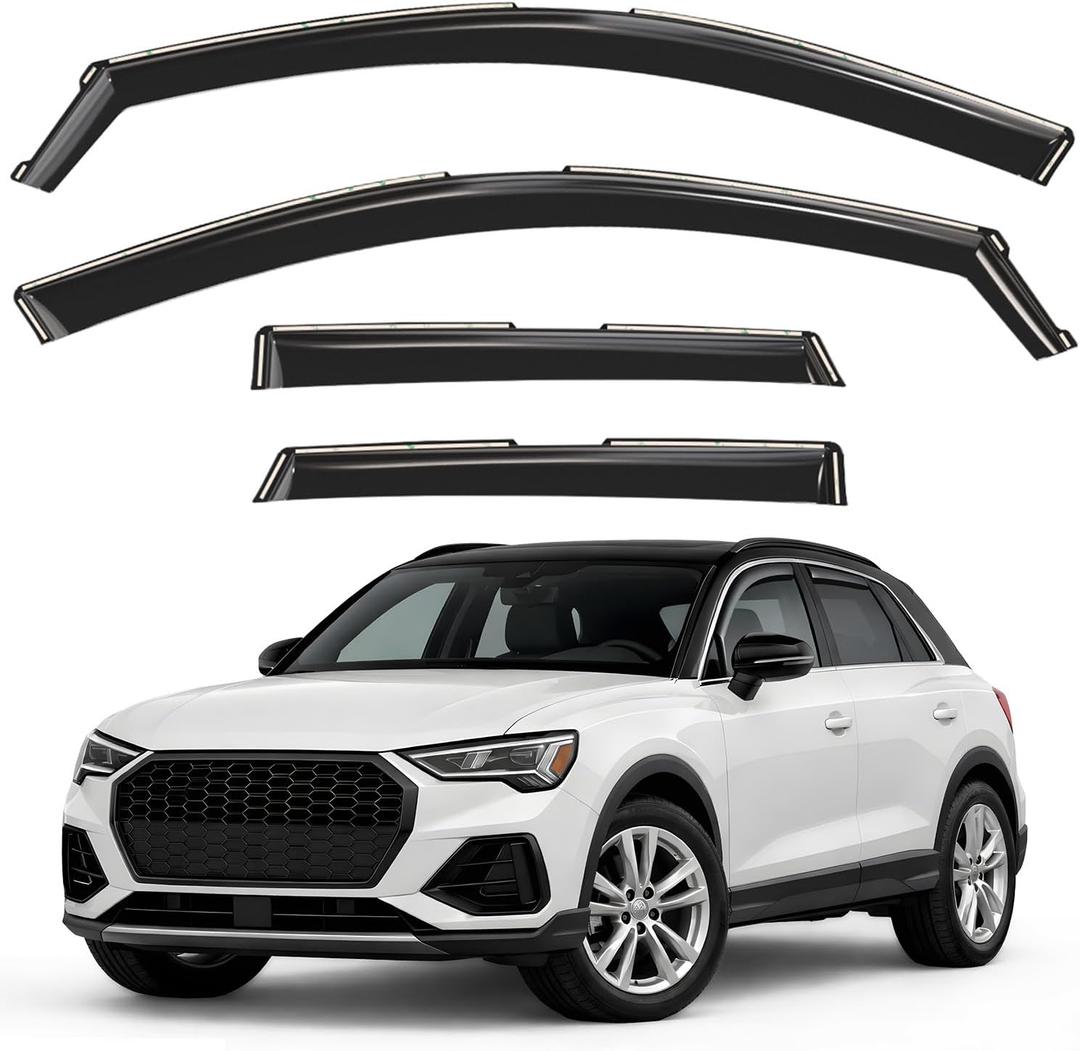 Window Deflectors Smoke Tinted in-Channel Side Window Vent Visor Deflectors Rain Guards Compatible with Audi Q3 2019-2025 - 4 pcs. GW1015