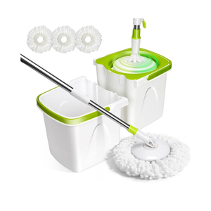 Masthome Small Spin Mop,Mop and Bucket Set,Microfiber Spin Mops with Bucket Detachable |Easy to Store|Adjustable Stainless Handle|3 Microfiber Heads|Mop and Bucket with Wringer Set for Home