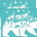 OLYCRAFT 2Pcs 11x8.6 Inch Bear Self-Adhesive Silk Screen Printing Stencil Mountain Forest Bird Silk Screen Stencil Animal Theme Reusable Mesh Stencils Transfer for DIY T-Shirt Fabric Painting