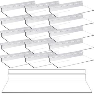 16 Pack 4 x 10 Inch Slatwall Shelves Hanging Accessories Clear Slatwall Shelf Plastic Shelves for Wall, Home Shoe Stores Boutiques Supplies (Clear)