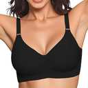 Easybunny Wireless Bras for Women No Underwire Jelly Supportive Buttery Soft Back Smoothing Everyday Seamless Bra L