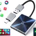 Wireless CarPlay Adapterfor iPhoneSuper mini 2 in 1 Plug Convert Wired to Wireless Car Play Dongle for Apple iOS10+, Instant Connectivity, Fit for Cars with Built-in CarPlay, BlackSilver