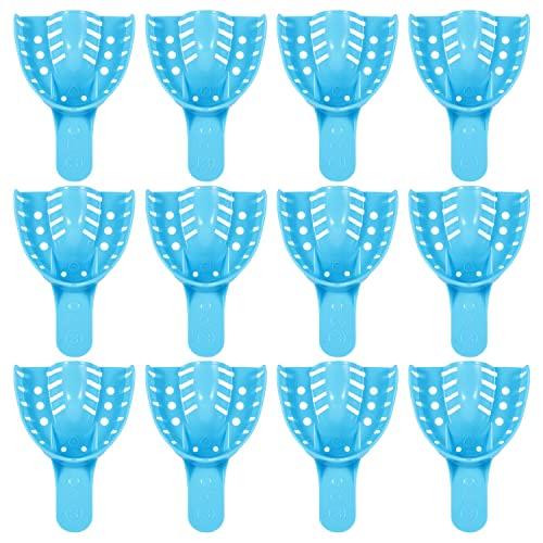 JMU Dental Impression Tray,Bag of 12 Perforated Disposable Trays,3 Medium Upper