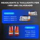 Headlights Tail Lights Combo Compatible with 1999 2000 2001 2002 Chevy Silverado 1500/HD 2500/HD - Headlamp Taillight Assembly Replace GM2502187 GM2503187-6PCS OE-Style