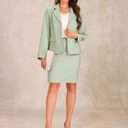 Allegra K Women 2 Piece Skirt Set Suit Business Blazer and Pencil Skirt Office Work Interview Church Outfits (Green, Medium)