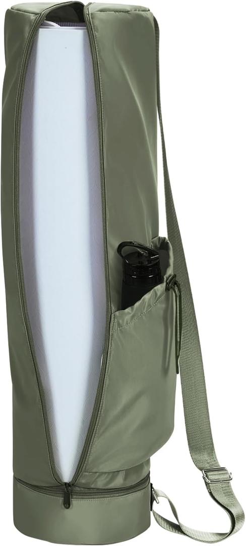 sportsnew Yoga Mat Bag, Full Zip Cargo Yoga Mat Carrier Bag with Drawstring Water Bottle Pocket and Bottom Wet Pocket, Exercise Yoga Mat Carrier Holder Multi-Functional Storage Bag Patent Pending (Army Green)