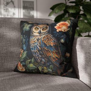 William Morris Inspired Design Floral Pillow Covers, Vintage Floral Owl Print Throw Pillow Covers Home Decor, Retro Pillowcase Cushion Cover for Bed Sofa Living Room (Owl-4, 18x18inch)