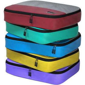 Large Packing Cubes for Travel - 5pc Packing Cubes for Suitcases - Lightweight Luggage Organizer Bags (Large 5pc - Red/Yellow/Green/Blue/Purple)