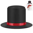 Ciieeo Snowman Hat Top Winter Hat Black Felt with Red Snowman Making Prop for Costume Adults Halloween Cosplay Dress Up Party Supplies
