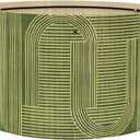 Pendant Lamp Shade, Translucent Bamboo Made, 13.8x9 Inch, Modern Minimalist Style for Living Room, Bedroom (Green Pattern A)