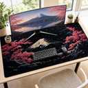Cherry Blossom Watercolor XXL Gaming Mouse Pad 48x24, Stitched Desk Mat | Thick Rubber Base Non-Slip Desk Pad, Waterproof Stitched Edges XXL Mouse Pad for PC Gaming, Office Work & Creative Workspace