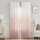 Central Park Ombre Window Curtain Panel Linen Gradient Print on Rayon Blend Fabric Backtab Rod Pocket Drapery Treatments for Living Room/Bedroom, Cream White to Pink, 50" x 84", Set of 2