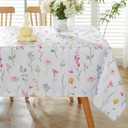 MATIRUG Spring Floral Table Cloths for Rectangle Tables 60x120 Inch,Spill Proof Easter Watercolor Tablecloth,Pastel Flower Washable Table Fabric for Picnic Kitchen Outdoor