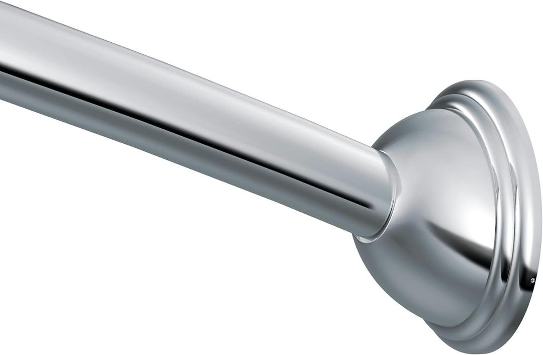 Moen Chrome 54-Inch to 72-Inch Adjustable Length Fixed Mount Single Curved Shower Curtain Rod for Bathroom, CSR2160CH (Chrome)