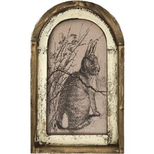 Smaroll Rustic Easter Decorations Bunny Photo Rabbit Painting with Frame Farmhouse Decoration