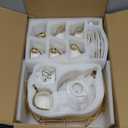fanquare British Porcelain Tea Coffee Set 22 Piece New Bone China Gold Tulip Tea Service for Afternoon Tea, 6 TeaCup and Saucers with Metal Holder for Home Wedding Birthday
