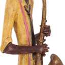 Deco 79 Polystone Musician Decorative Sculpture Tall Long Legged Jazz Band Home Decor Statues with Black Base Stand, Set of 4 Accent Figurines 4"W, 24"H, Brown