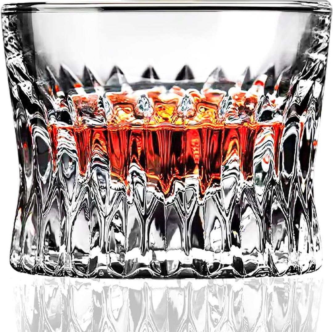 Askcraok Whiskey Glass Set of 2 Old Fashioned Glasses 3.7 oz for Cocktail,Bourbon,Cognac, Holiday Gifts Transparent (Clear)