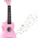 21 Inch Wooden Acoustic Guitar Musical Instrument for Beginner (Pink)