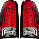 ECOTRIC Pair Tail Lights Compatible with 1988-2000 Chevy Silverado GMC Sierra Suburban C/K 1500 2500 3500 W/O Bulbs Taillights Rear Brake LED Pickup Red Lens