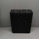 Coeusy Black Wicker Trash Can with Lid and Liner,Waterproof Narrow Waste Basket for Bathroom,Bedroom,Office,3 Gallon