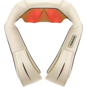 Nekteck Neck Massager for Pain Relief Deep Tissue, FSA Eligible Shiatsu Back Massager with Heating 3D Kneading Massage Pillow for Shoulder Leg Muscle, Office Home Car Use, HSA Eligible, Plugin Use, Beige