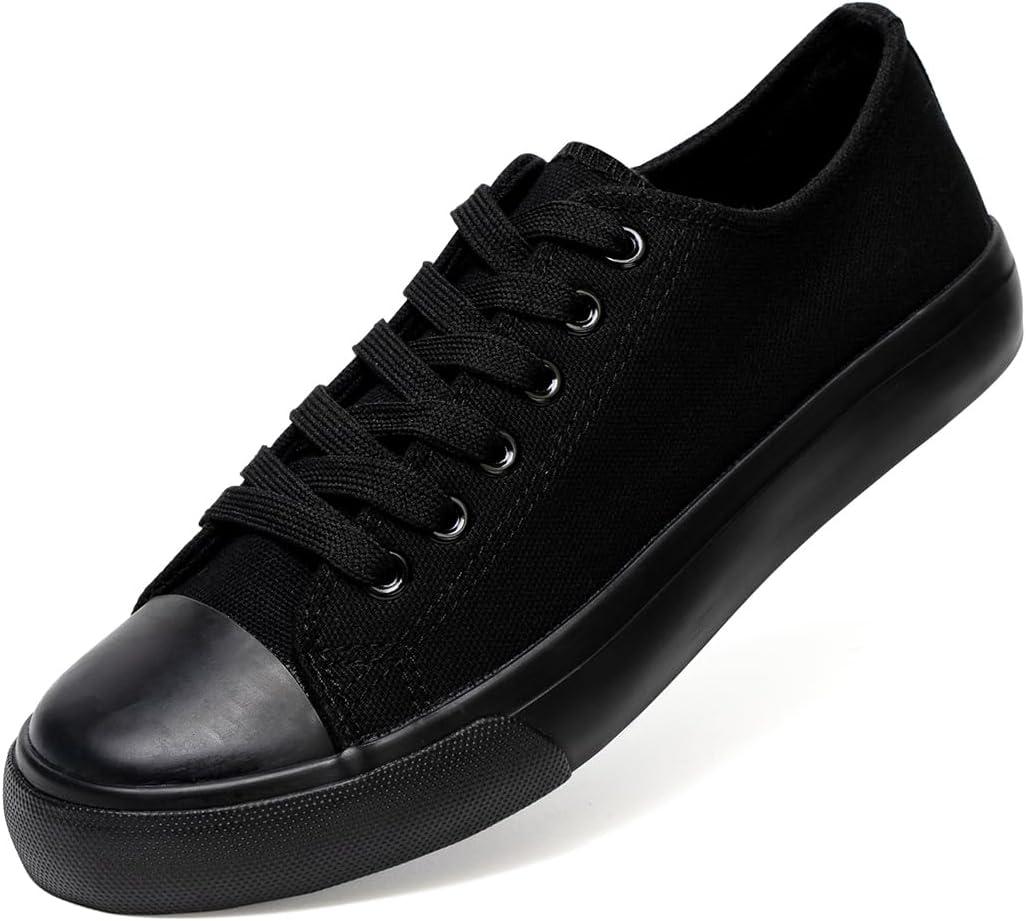 Canvas Shoes for Women Casual Low Top Sneakers Fashion Womens Tennis Shoes for Everyday Wear (11, All Black)