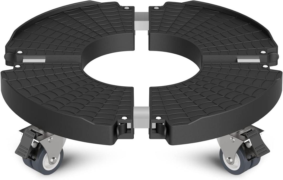 Goovilla Heavy Duty Plant Stand with Wheels, 1Pack Adjustable 15-22 Plant Caddy with Lockable Caster Wheels 440LBS, Rolling Stand/Dolly/Roller for Indoor Outdoor Large Planter, Flower Pot,Black