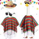 Mepase 3 Pcs Mexican Porch Goose Outfit Cinco De Mayo Goose Costume Set Sombrero Sunglasses Clothes for 23'' Mexican Outdoor Lawn Yard Garden Patio Statue Accessories Party Decoration