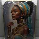 DRLWGTY Framed Elegant Black Woman Wall Art Modern Portrait Painting with Hand-Applied Gemstone Details, Large Canvas Artwork for Bedroom Living Room,Ready to Hang, 36"L x 24"W