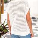 PRETTYGARDEN Womens Spring Tops 2025 Summer Shirts Crochet Cap Sleeve Sweater Pullover Cute Beach Vacation Clothes (White, S)