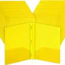 Mr. Pen- Plastic Folders with Pockets and Prongs, 36 Pack, Letter Size, Yellow, Flexible Plastic Folders with Prongs and Card Slot