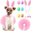 10 Pieces Dog Bunny Costume Set Include Dog Bunny Ears Tail Bowtie Dog Tutu Plastic Bright Easter Egg Fillable Plastic Easter Eggs Handcrafted Tutu Dog Costume for Easter Hunt Party Supplies