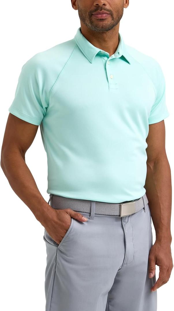 Lee Mens Golf Series Short Sleeve Performance Polo Shirt (Medium, Sea Grass)