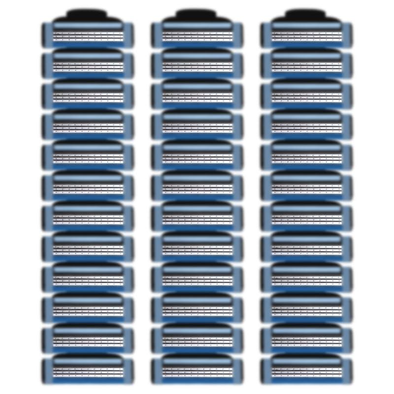 36 Blades Replacement Parts for GL-Mach 3 Style Razors (Blue), Wet Razors Men's Blades Value Packs