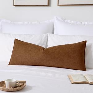 Kevin Textile 14x36 Inch Long Lumbar Cover 1 Pack Soft Boucle Textured Decorative Waterproof Rectangle Cushion Elegant Accent Pillows for Couch Sofa Chair Bed Home Decor Indoor Outdoor Brown