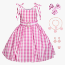 ATIMIGO Girls Pink Cosplay Costume Dress Vintage Birthday Halloween Party Outfit Chirstmas Gift for Girls Dress Up 120