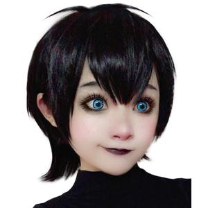Black Wig Short Curly Hair Wigs for Women Halloween Costume Wigs Heat Friendly Synthetic Wig BU197