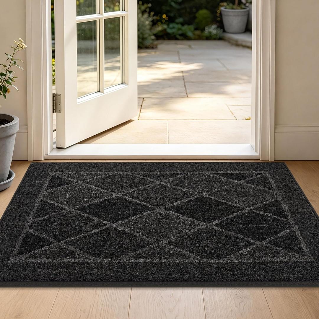 BEQHAUSE Dirt Trapper Door Mats 24" x 36", Non-Slip Washable, Dark Grey