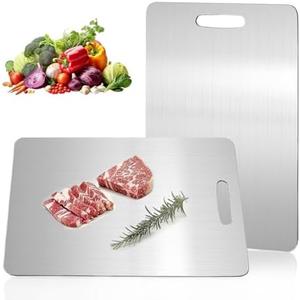 Katuchef Titanium Cutting Board,2026 New 100% Pure Titanium Cutting Boards for Kitchen,Titan Cut Pro Non toxic Doubld-Side Durable Chopping Boards, Easy to Clean and Store(2PC-L:15.35 * 11.02)