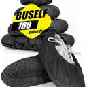 Buself X-Large 100 Count Shoe Covers Disposable Non-Slip, Premium Cloth Boot Covers, Slip-resistant, Durable, Breathable, Non-toxic, Recyclable, Stretchable Fits Up to Size 13 US Men - Black