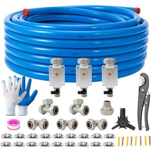 3/4"100&200&300ft Compressed Air Line Kit for Shop/Garage, Hdpe-Aluminum Rapid Air System Includes Right Angle Fittings and Tee Fittings, Compressed Air Piping System Leak Proof&Easy to Install